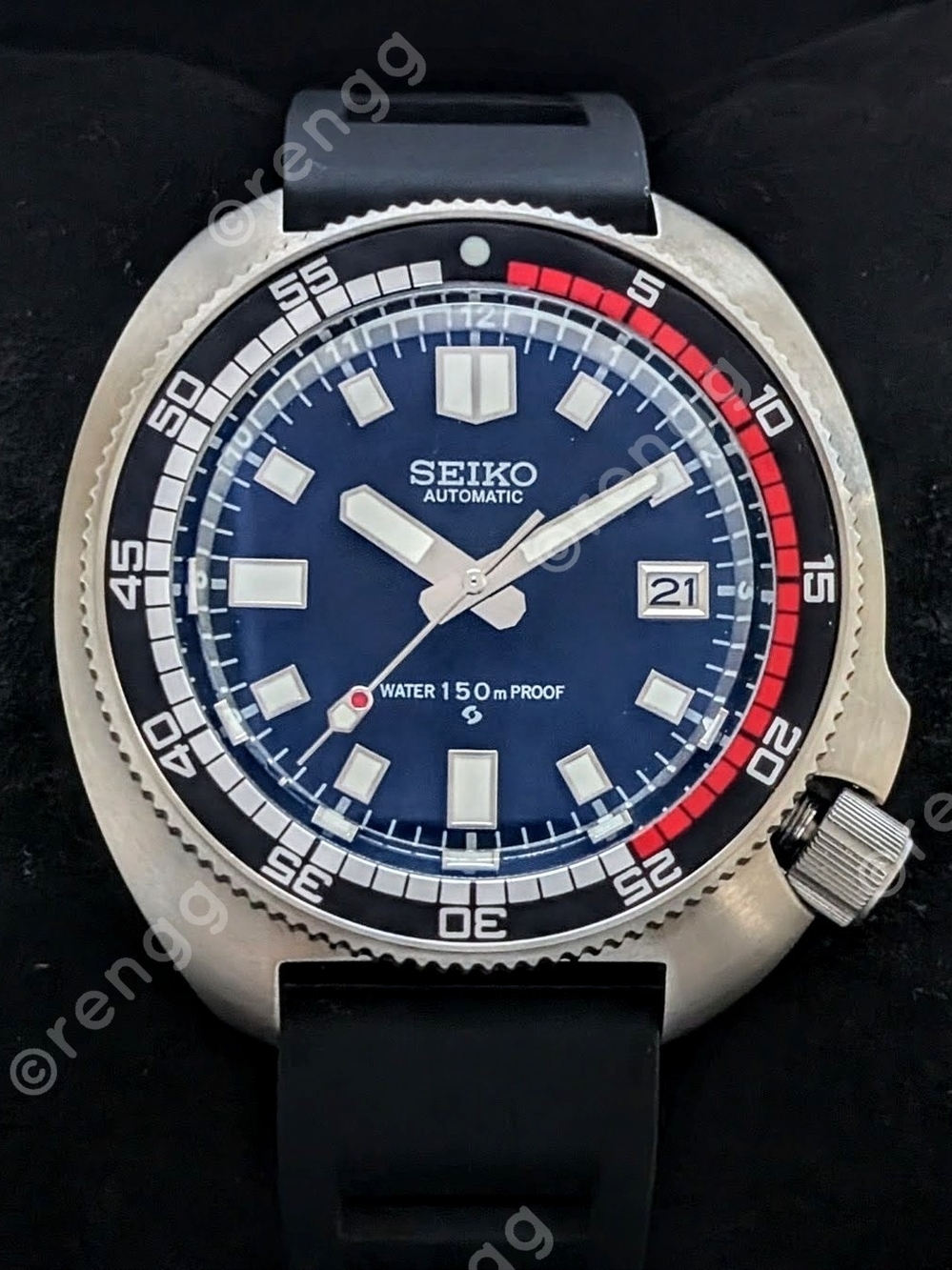 Titanium Seiko Automatic Black Diver Willard Mod Watch Sapphire AR Coated 45mm